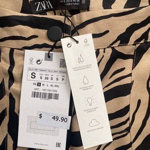 Zara Silky Animal Print Cargo Pant